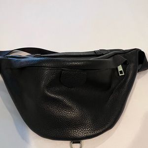 Genuine Pebble Leather Bum Bag with gold hardware